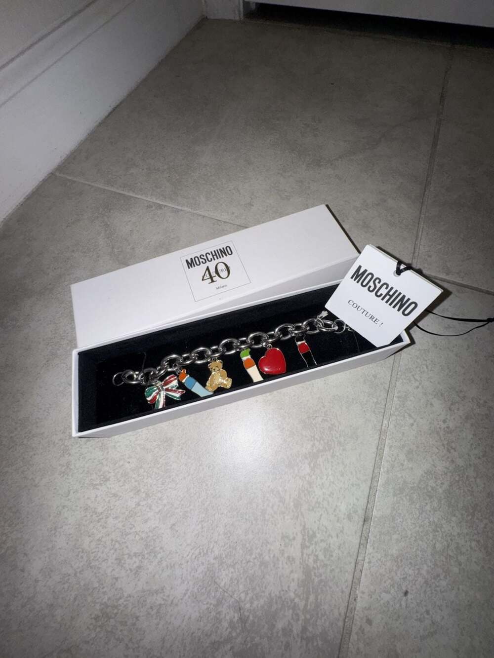 Moschino 40th Anniversary Couture Charm Bracelet with Multi-Color Enamel Charms